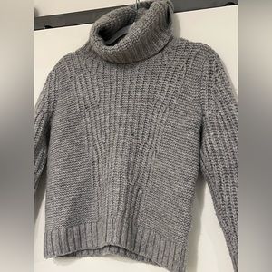 H&M Merino Wool Blend Sweater Turtleneck Boxy Chunky Grey Knit SIZE MEDIUM